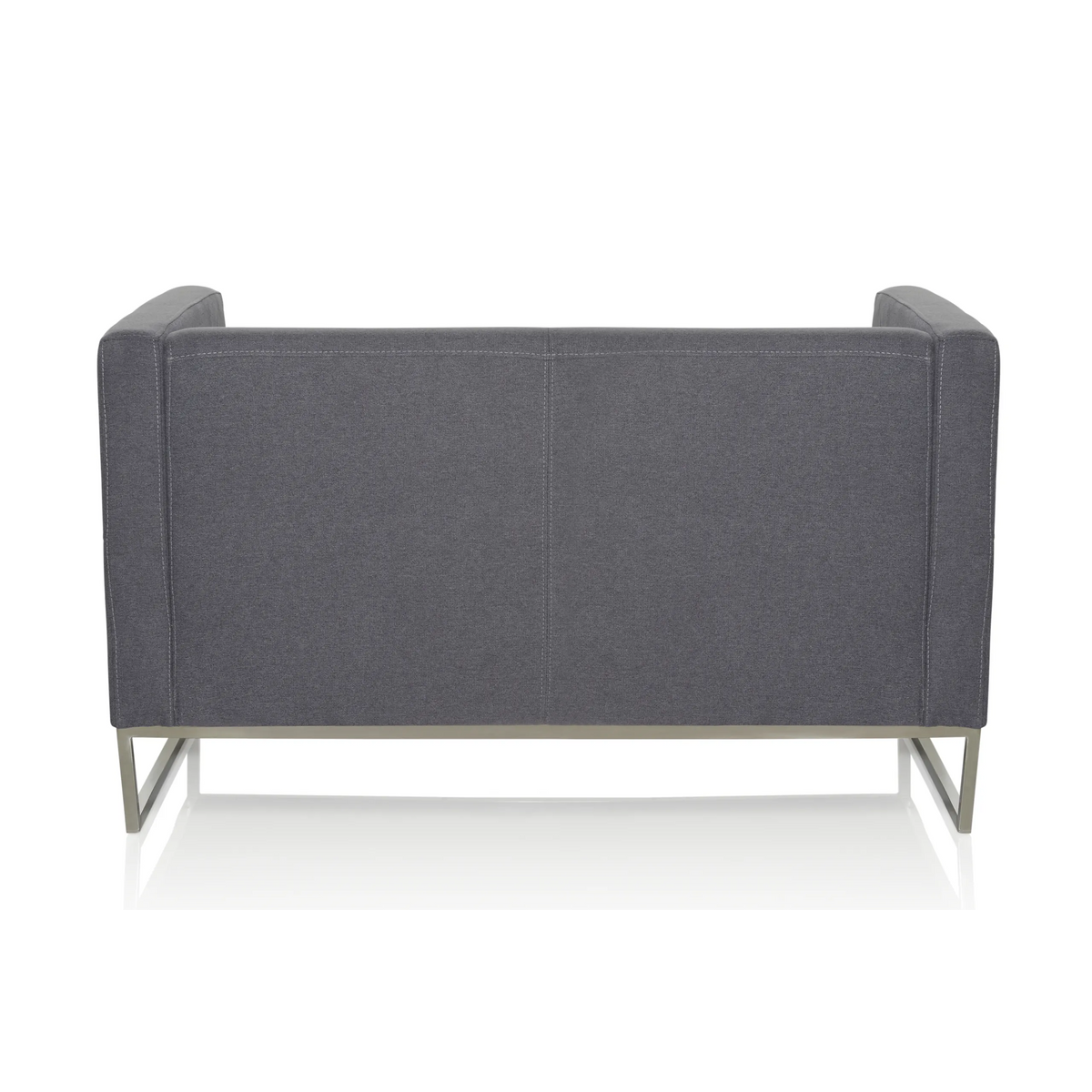 Mørkegrå Loungesofa BARBADOS som to-personers sofa med metalstel fra hjh OFFICE – 360-graders visning (skråt bagfra 240°)