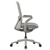 Grå High End kontorstol VERVIO set fra siden med krydsfod med hjul og armlæn fra hjh OFFICE