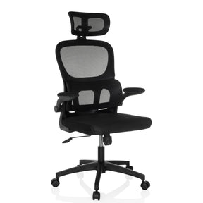 Sort Home Office kontorstol ERGOMY FLEX med netryglæn og nakkestøtte fra MyBuero