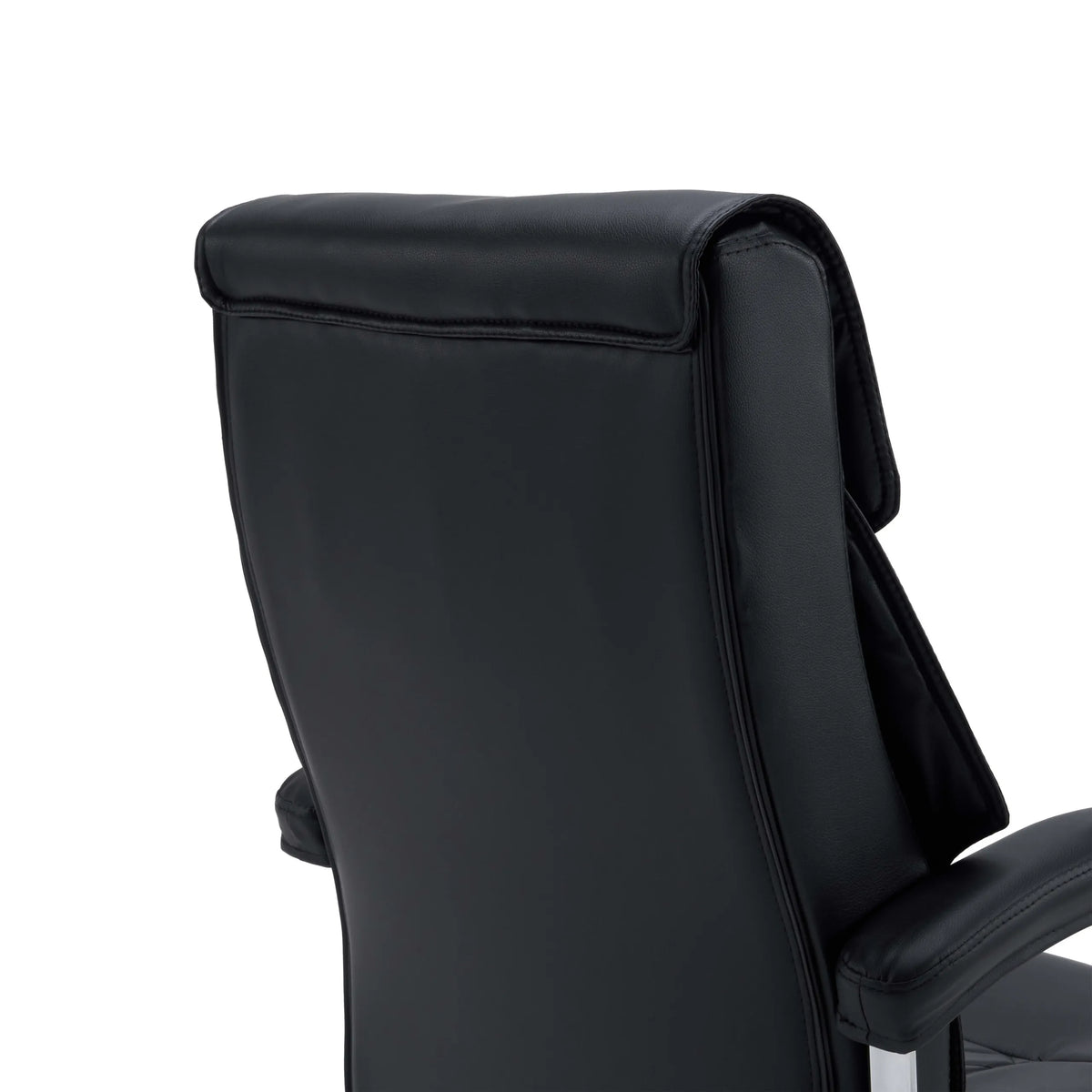Bagsiden af ryglænet på Relax Prestio home office kontorstol i sort fra MyBuero