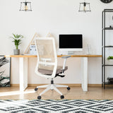 Beiger Profi-Bürostuhl PURE WHITE mit Netzrückenlehne und weißen Armlehnen von hjh OFFICE
