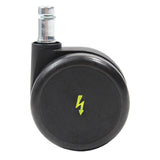 Sort 5x ROLO ESD 11mm/65mm stolehjul til hårde gulve med metalstift og gult lyn-symbol fra hjh OFFICE