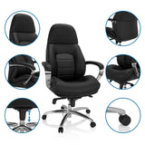 drejestol BRENTON XXL i sort med forkromet fodkryds og detaljevisninger fra hjh OFFICE