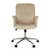 Beige Home Office kontorstol SOLAO 400 med polstrede armlæn og femhjulet fodkryds fra hjh OFFICE – 360-graders visning (forfra 0°)