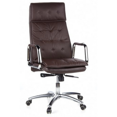 Profi-Chefsessel VILLA 20 mit braunem Kunstlederbezug und verchromten Armlehnen von hjh OFFICE