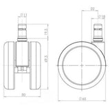 Teknisk tegning af Stolehjul 5x ROLO LUX 11mm/65mm med en diameter på 65 mm fra hjh OFFICE