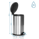 Måltegning af Papirkurv CLEAN X med et volumen på 40 l og en højde på 96 cm fra hjh OFFICE