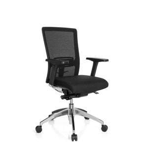 Profi-Bürostuhl ASTRA BASE N in Schwarz mit Netzrückenlehne und poliertem Fußkreuz von hjh OFFICE