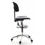 Sort Diskstol TOP WORK 23 med fodring og femstjernet fodkryds med hjul fra hjh OFFICE – 360-graders visning (sideprofil 100°)