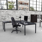 Sort Professionel kontorstol ZENIT PRO med armlæn ved et L-formet skrivebord fra hjh OFFICE