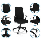 Sort Home Office kontorstol COSIO I med armlæn, hjul og gasfjeder fra hjh OFFICE