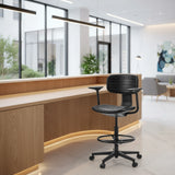 Sort Diskstol TOP WORK B1 med fodring og hjul fra hjh OFFICE