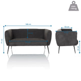 Måltegning af loungesofa HAYRIVER med en bredde på 140 cm og en dybde på 73 cm fra hjh LIVING