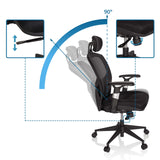 Justerbart ryglæn med 90° vinkel på High End kontorstol VENUS BASE i sort fra hjh OFFICE