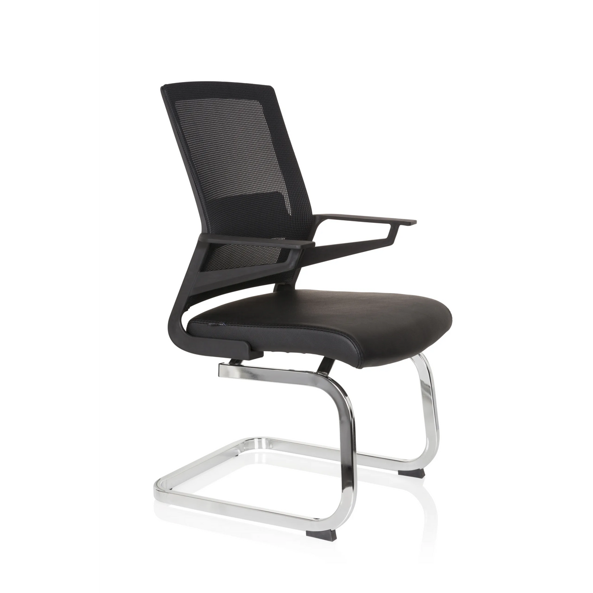 Sort Frisvinger INVENTOR V PRO med netryg, armlæn og mederamme fra hjh OFFICE – 360-graders visning (skråt forfra 60°)
