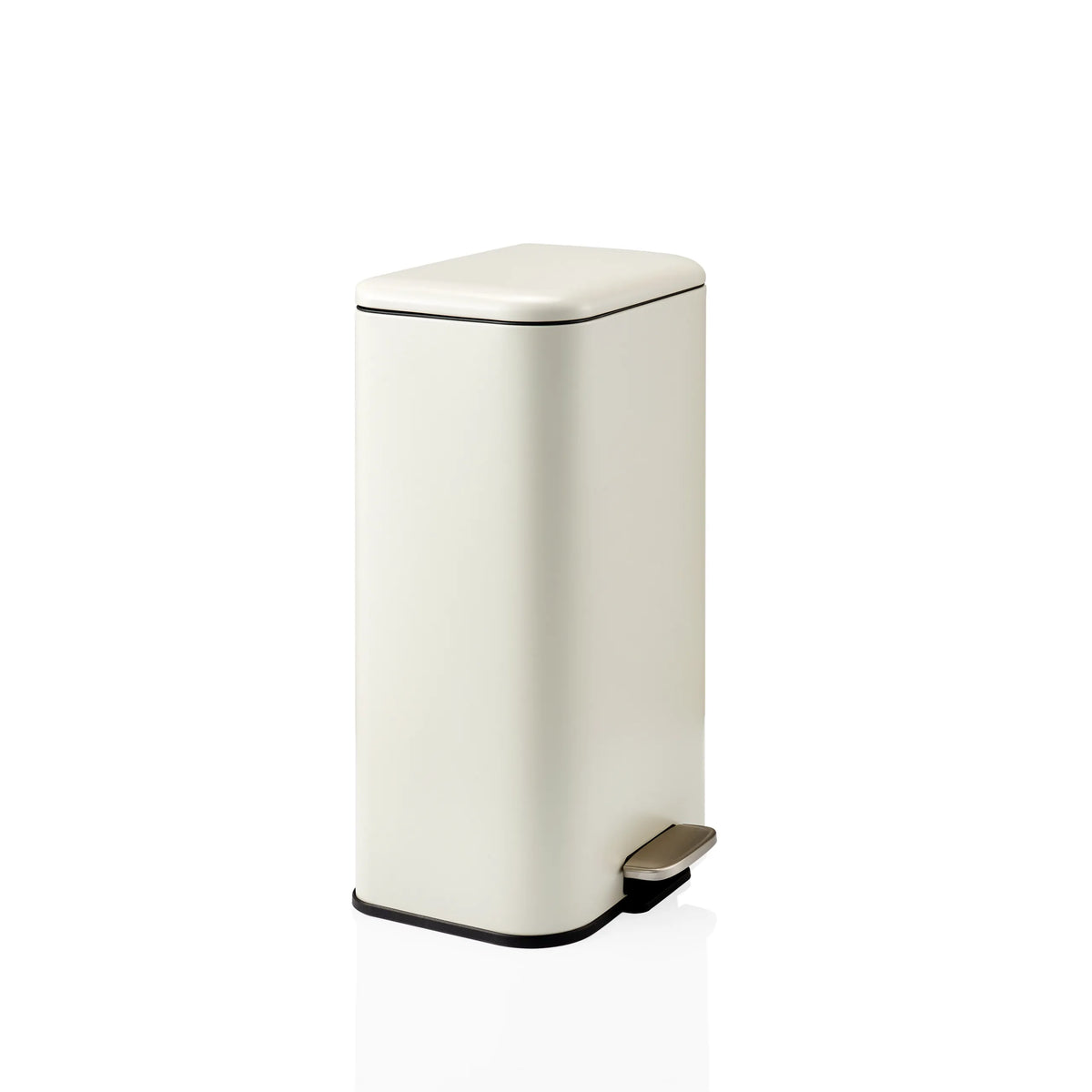 Beige Papirkurv Clean 1 med pedalåbning og fladt låg fra hjh OFFICE – 360-graders visning (skråt forfra 60°)