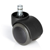 Sort Stolehjul 5x ROLO No-Noise 11mm/50mm til hårde gulve med sølvfarvet metalstift fra hjh OFFICE – 360-graders visning (forfra 0°)