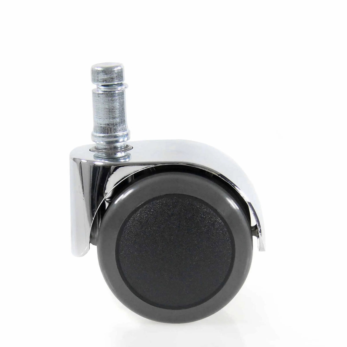 Sort-sølvfarvede 5x ROLO LUX 11mm/50mm stolehjul til hårde gulve med forkromet holder fra hjh OFFICE