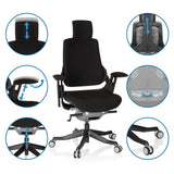Sort Professionel kontorstol SPEKTRE BLACK med forskellige indstillingsmuligheder fra hjh OFFICE