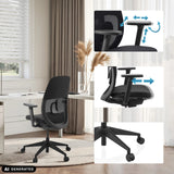 Justerbare armlæn og fodkryds på den professionelle kontorstol Skandis fra hjh OFFICE (AI-genereret billede)