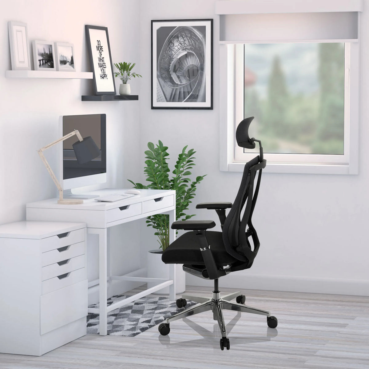 Sort High End kontorstol INSPERO med nakkestøtte og armlæn fra hjh OFFICE