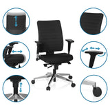 Justerbare funktioner på Professionel kontorstol PRO-TEC 350 i sort fra hjh OFFICE