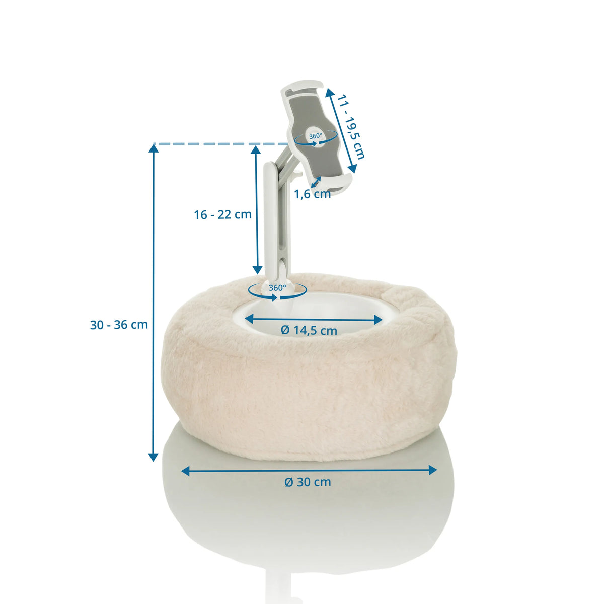 Måltegning af Holder til mobiltelefon & tablet COMFILAP II med en yderdiameter på 30 cm fra hjh OFFICE