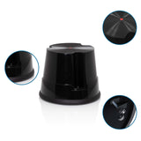 Sort TIO-S trinskammel med skridsikker overflade og detaljevisninger af undersiden og strukturen fra hjh OFFICE