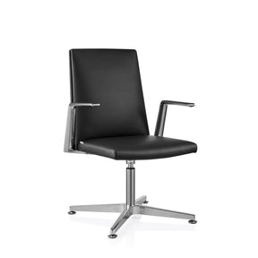 Sort gæstestol AMBASSADO V med blankt metalstel og armlæn fra hjh OFFICE
