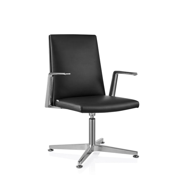 Sort gæstestol AMBASSADO V med blankt metalstel og armlæn fra hjh OFFICE