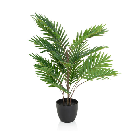 Kunstige plante ARECA med grønne palmeblade i en sort potte fra hjh OFFICE