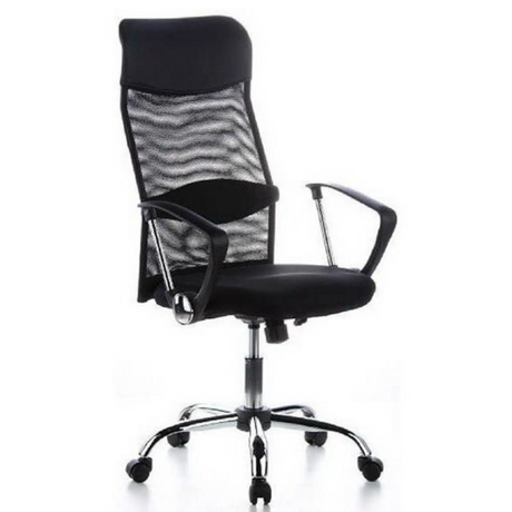 Sort Home Office chefstol ARIA HIGH med netryglæn og armlæn fra hjh OFFICE