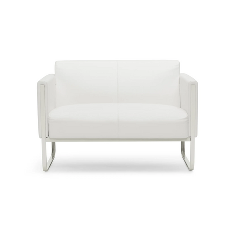 Hvid loungesofa ARUBA som to-personers sofa med sølvfarvet metalstel fra hjh OFFICE