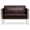 Brun loungesofa ARUBA som to-personers sofa med sølvfarvet metalstel fra hjh OFFICE