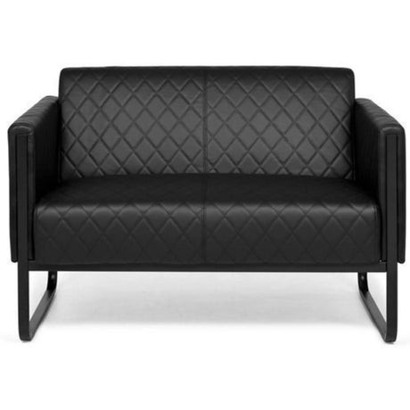 Sort loungesofa ARUBA BLACK som 2-personers sofa med rudestikninger og meder fra hjh OFFICE
