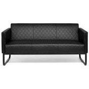 Sort loungesofa ARUBA BLACK som tresæder med rudeftning og metalstel fra hjh OFFICE