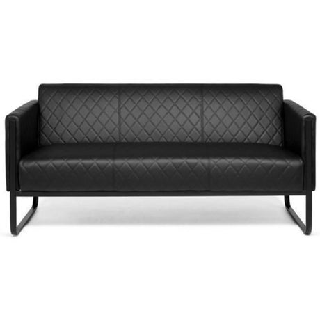 Sort loungesofa ARUBA BLACK som tresæder med rudeftning og metalstel fra hjh OFFICE
