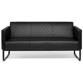 Sort loungesofa ARUBA BLACK som tresæder med rudeftning og metalstel fra hjh OFFICE