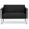 Sort ARUBA STEP Loungesofa som to-personers sofa med rudestikning og sølvfarvet metalstel fra hjh OFFICE