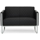 Sort ARUBA STEP Loungesofa som to-personers sofa med rudestikning og sølvfarvet metalstel fra hjh OFFICE