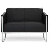 Sort ARUBA STEP Loungesofa som to-personers sofa med rudestikning og sølvfarvet metalstel fra hjh OFFICE