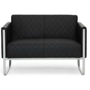 Sort ARUBA STEP Loungesofa som to-personers sofa med rudestikning og sølvfarvet metalstel fra hjh OFFICE