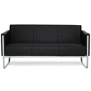 Sort loungesofa ARUBA STEP som tresæder med rudestikninger og sølvfarvet metalstel fra hjh OFFICE