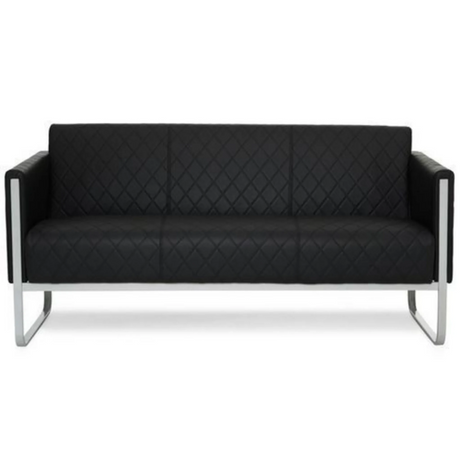 Sort loungesofa ARUBA STEP som tresæder med rudestikninger og sølvfarvet metalstel fra hjh OFFICE