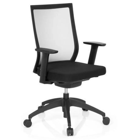 Sort Professionel kontorstol ASPEN med netryglæn og armlæn fra hjh OFFICE