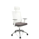 Professionel kontorstol ASPEN WHITE PRO i grå og hvid med netryg og nakkestøtte fra hjh OFFICE