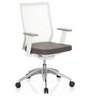 Professionel kontorstol ASPEN WHITE i grå og hvid med netryg og blankt fodkryds fra hjh OFFICE