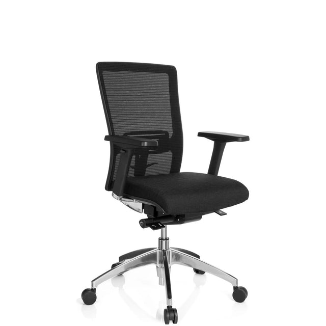 Professionel kontorstol ASTRA BASE N i sort med netryglæn og poleret fodkryds fra hjh OFFICE