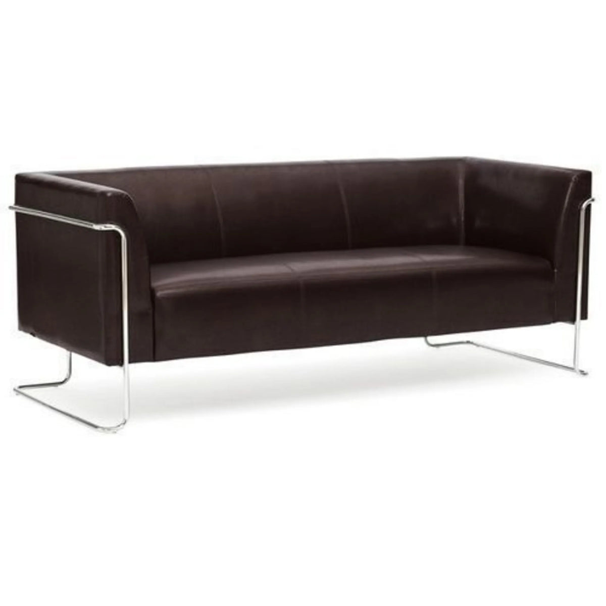 Brun Loungesofa CURACAO som 3-personers sofa med forkromet rørstel fra hjh OFFICE