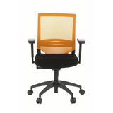 Sort-orange Professionel kontorstol PORTO BASE med netryg og femhjulet fodkryds fra hjh OFFICE – 360-graders visning (forfra 0°)